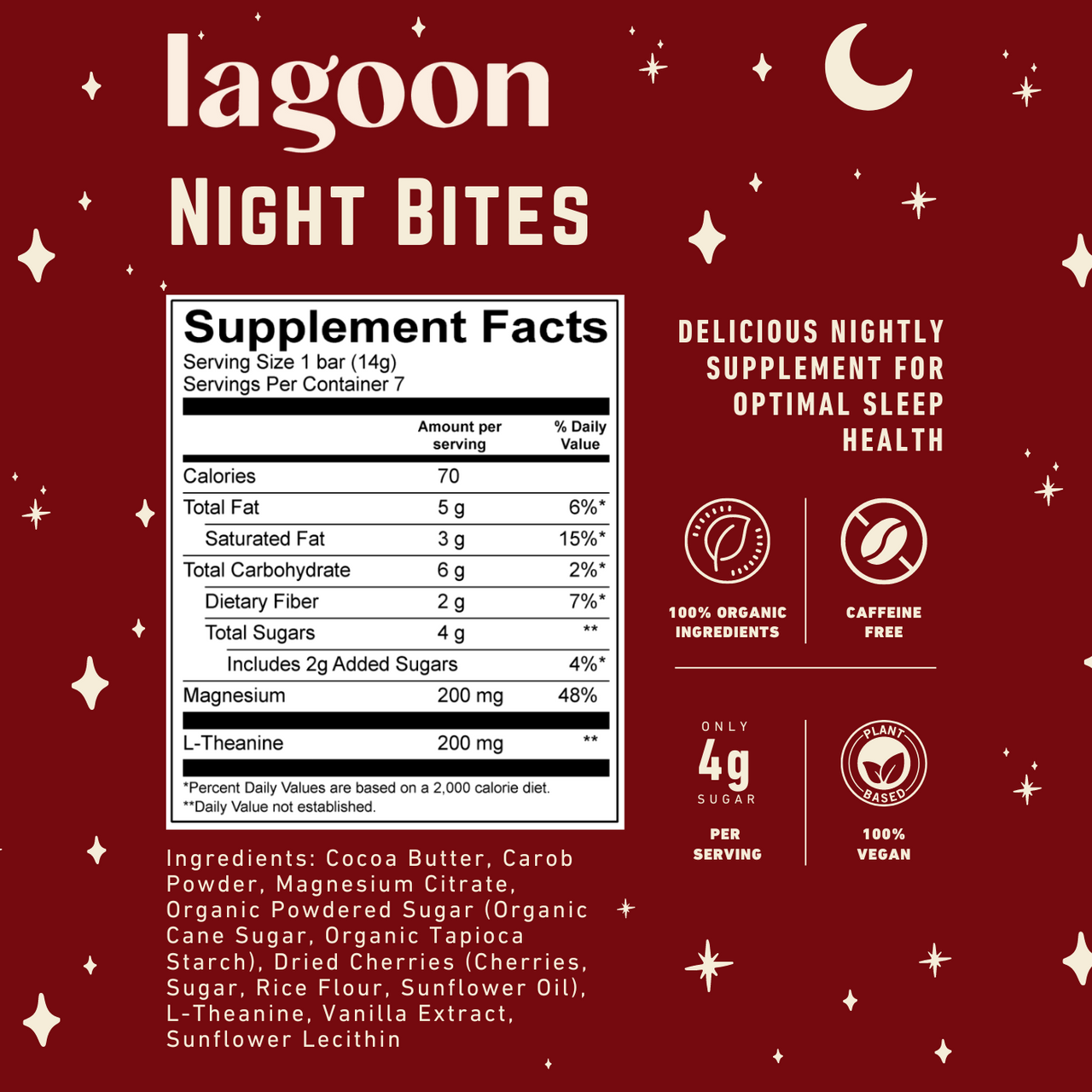 Dark Chocolate & Cherry Night Bites | Functional Nightly Sleep Supplement Chocolate Bars