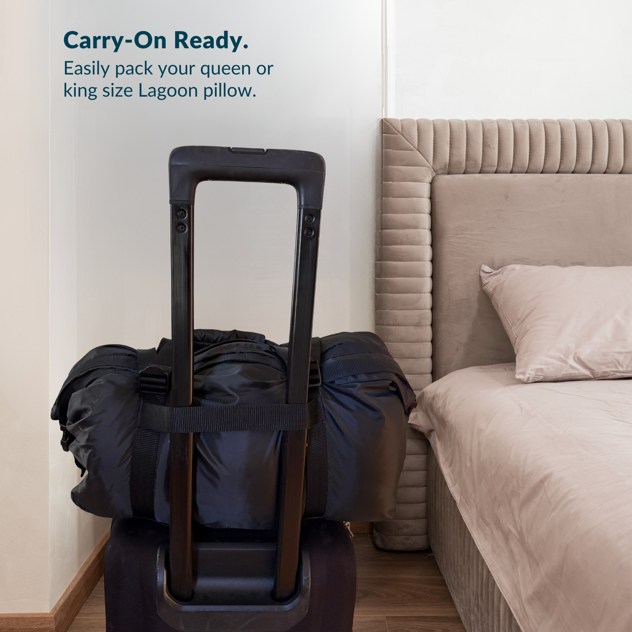 travel pillow compression bag with straps and handles for luggage