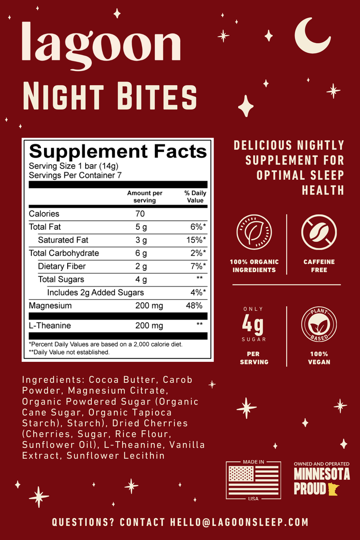 Chocolate & Cherry Night Bites | Functional Nightly Sleep Supplement Chocolate Bars