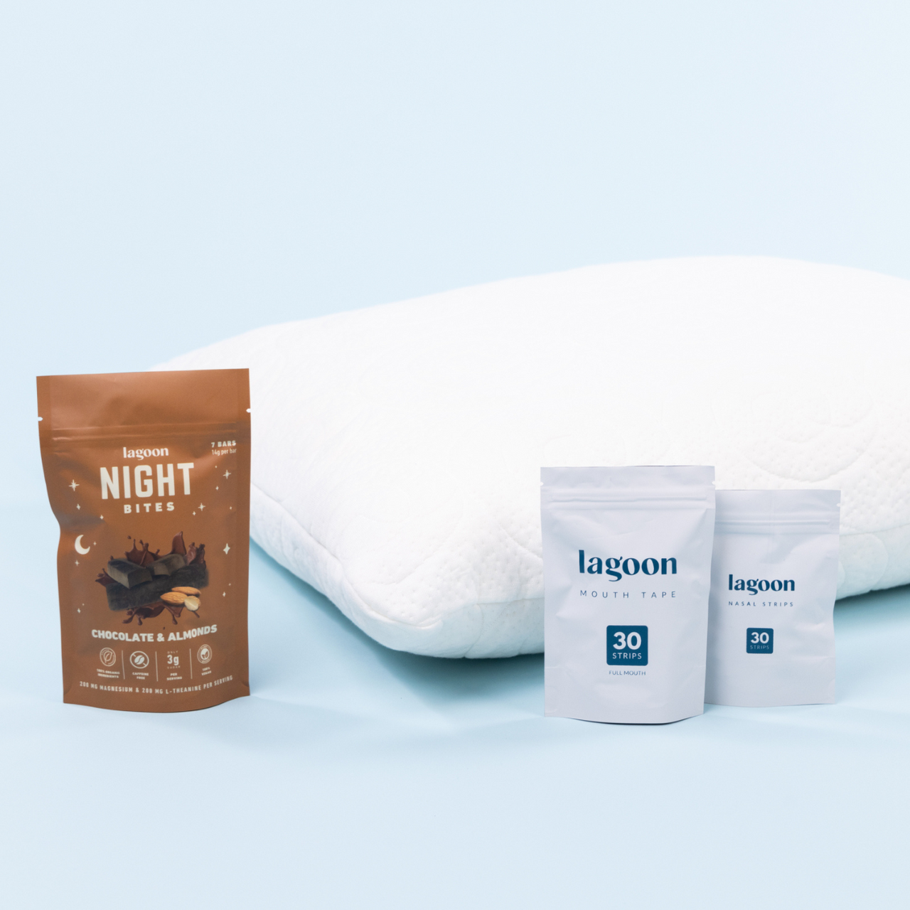 Deep Sleep Starter Pack | Lagoon Pillow, Night Bites, Mouth Tape & Nasal Strips