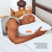 Thumbnail for male model size large versatile sleeper fox shredded memory foam medium soft pillow
