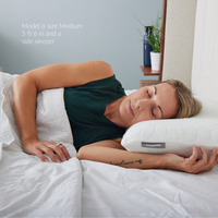 Thumbnail for female model size medium side sleeper hippo pillow molded memory foam cooling breathable pillow