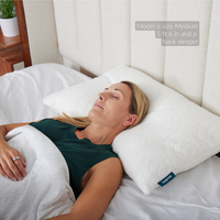 Thumbnail for female model size mediumback sleeper lemur recycled and bamboo fiber filler eco-friendly pillow