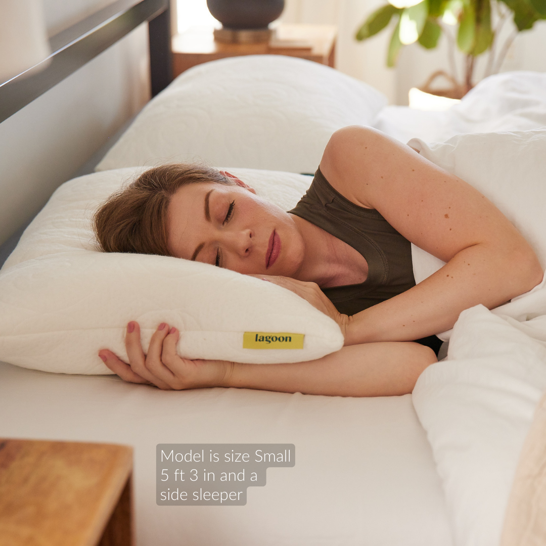 female model size small side sleeper meerkat hybrid down alternative memory foam core pillow