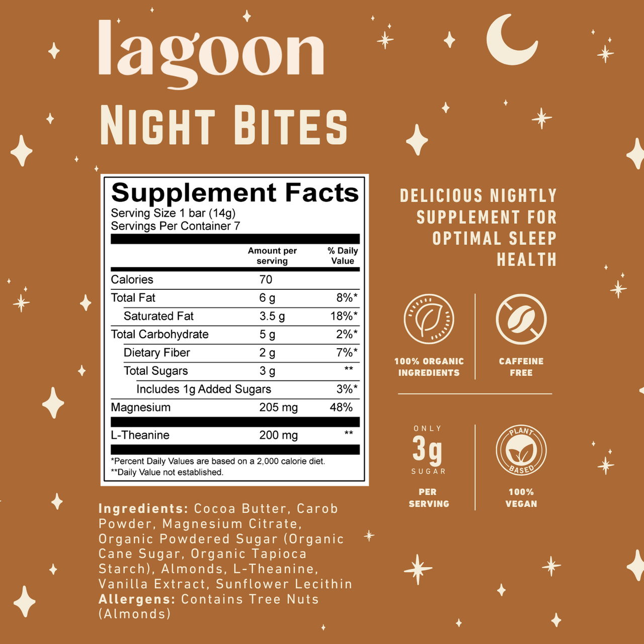 Chocolate & Almonds Night Bites | Functional Nightly Sleep Supplement Chocolate Bars