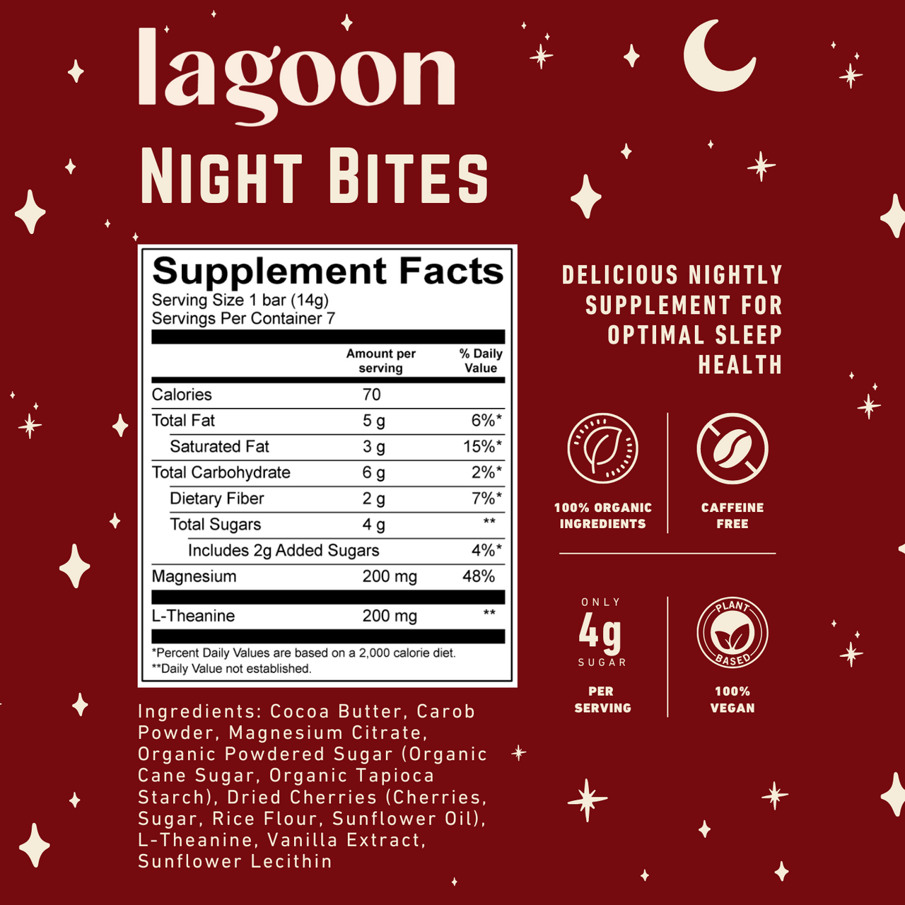 Chocolate & Cherry Night Bites | Functional Nightly Sleep Supplement Chocolate Bars