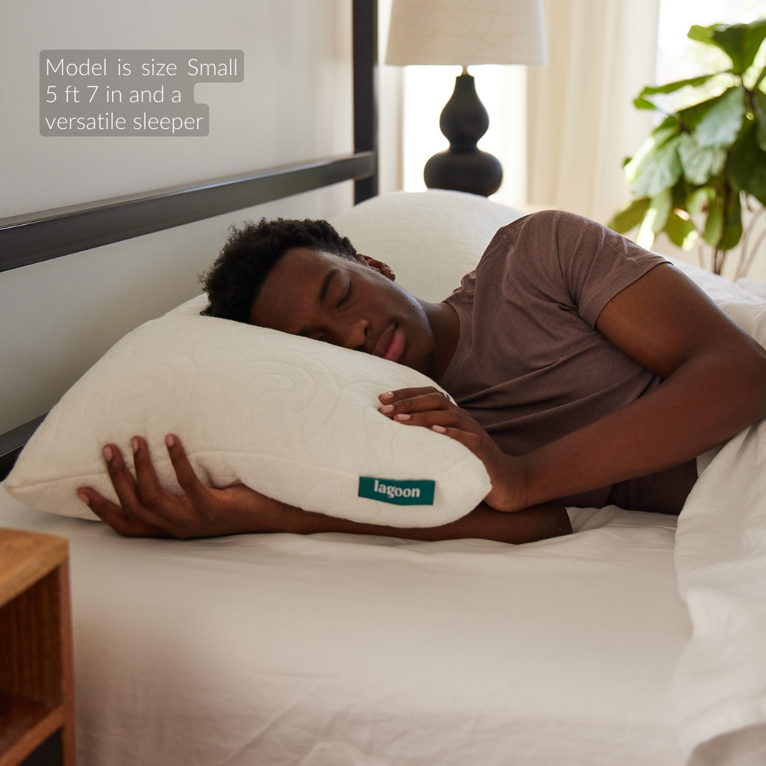 male model size small versatile sleeper otter gel infused cooling supportive shredded memory foam pillow