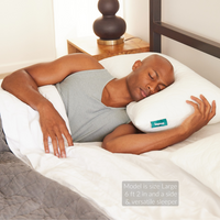 Thumbnail for male model size large side and versatile sleeper otter gel infused cooling supportive shredded memory foam pillow