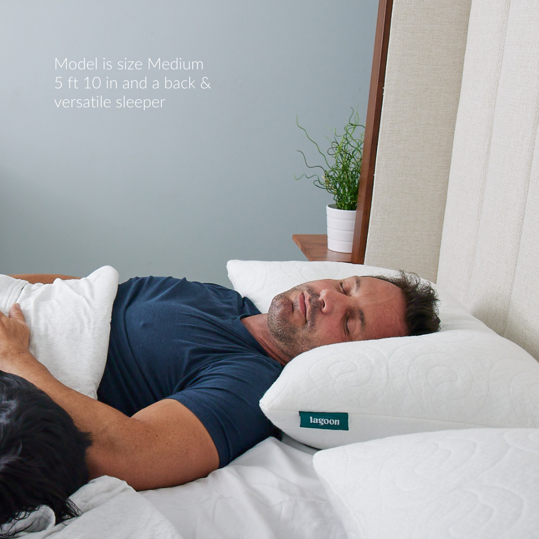 male model size medium back and versatile sleeper otter gel infused cooling supportive shredded memory foam pillow