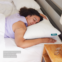 Thumbnail for female model size XL versatile sleeper otter gel infused cooling supportive shredded memory foam pillow