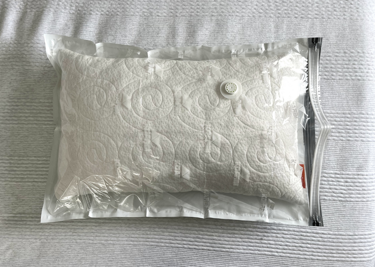 Pillow Compression Travel Bag  Vacuum Sealed, No Pump or Vacuum Neede